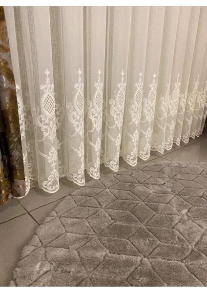 Nivemeshome Flora Etek Nakışlı 1/3 Sık Pileli Tül Perde Apm fırsatları