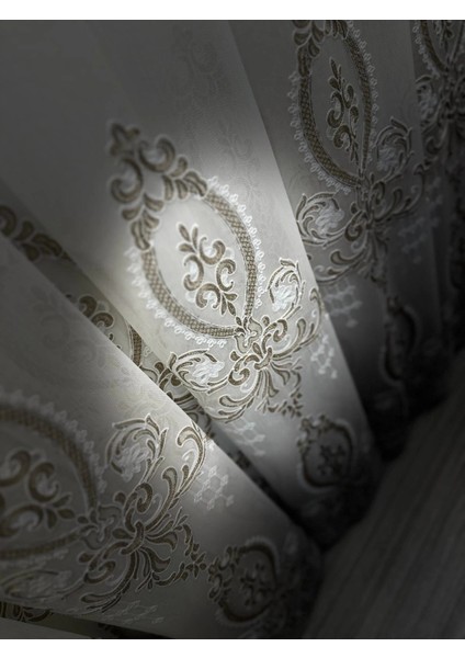 Nivemeshome Hüzzam Gold Detaylı 1/3 Sık Pileli Tül Perde Apm