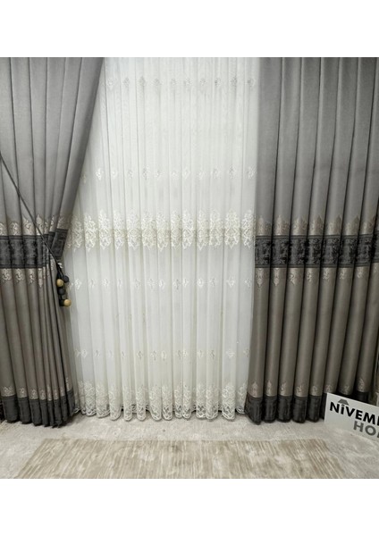 Nivemeshome Begonvil Keten 2772 1/3 Sık Pileli Tül Perde Apm