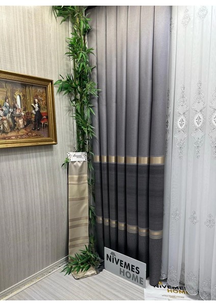 Nivemeshome Deniz FT614177 V-5403 Gümüş 1/3 Sık Pileli Fon Perde Apm