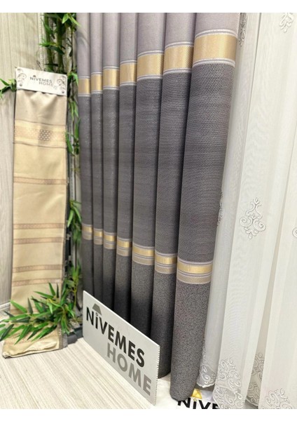 Nivemeshome Deniz FT614177 V-5403 Gümüş 1/3 Sık Pileli Fon Perde Apm fiyatları