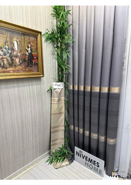 Nivemeshome Deniz FT614177 V-5403 Gümüş 1/3 Sık Pileli Fon Perde Apm