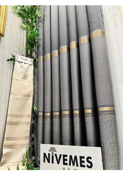 Nivemeshome Deniz FT614177 V-5403 Gümüş 1/3 Sık Pileli Fon Perde Apm