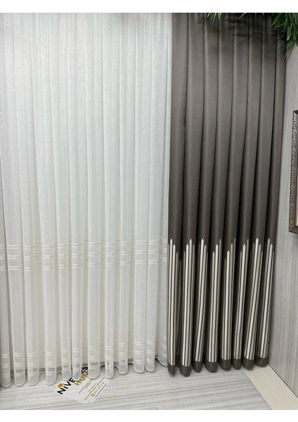 Nivemeshome Hercai Gold 1/3 Sık Pileli Tül Perde Apm fırsatları