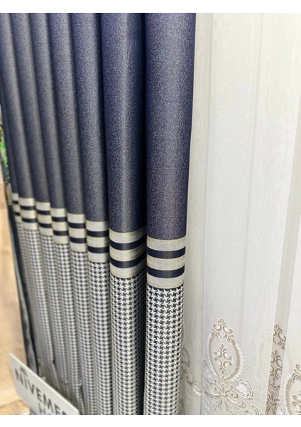 Nivemeshome Didim FT671537 V-502 Lacivert 1/3 Sık Pileli Fon Perde Apm modelleri