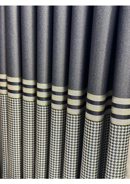 Nivemeshome Didim FT671537 V-502 Lacivert 1/3 Sık Pileli Fon Perde Apm