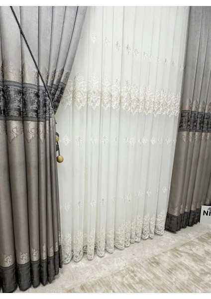 Nivemeshome Begonvil Keten 2772 1/3 Sık Pileli Tül Perde Apm fırsatları