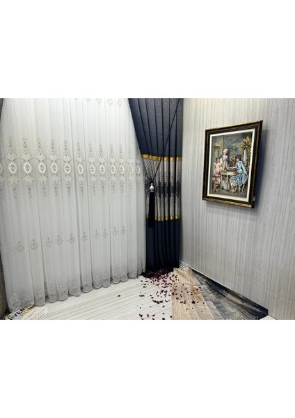 Nivemeshome Dream Gold Detaylı 1/3 Sık Pileli Tül Perde Apm indirimleri