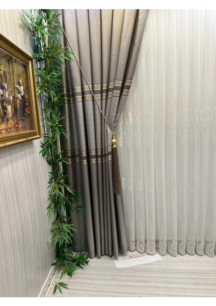 Nivemeshome Karel Gold Detaylı 4529 1/3 Sık Pileli Tül Perde Apm indirimleri