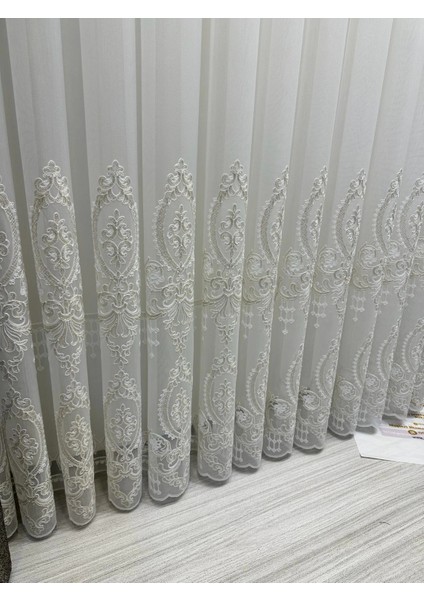 Nivemeshome Hüzzam Altın Detaylı 1/3 Sık Pileli Tül Perde Apm fiyatları