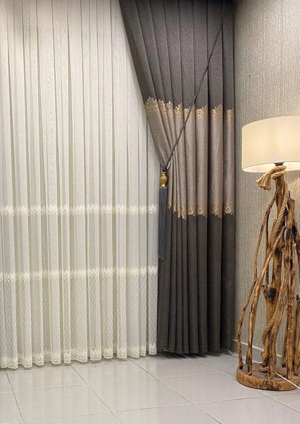 Nivemeshome Divina Zigzag Işlemeli Krem 1/3 Sık Pile Tül Perde Apm