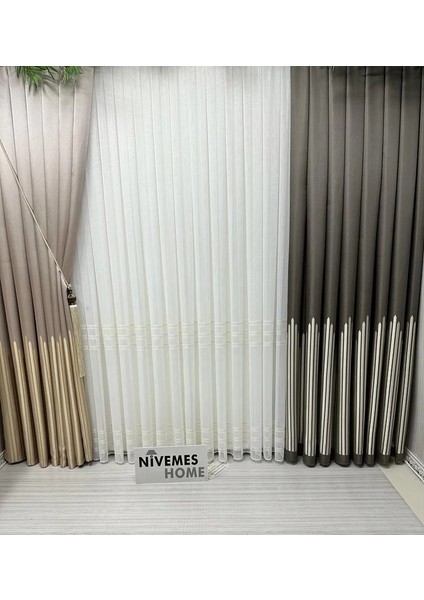 Nivemeshome Hercai Gold 1/3 Sık Pileli Tül Perde Apm