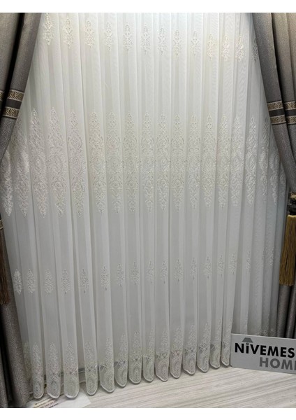 Nivemeshome Karel Gold Detaylı 4529 1/3 Sık Pileli Tül Perde Apm