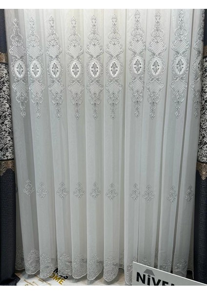 Nivemeshome Lisa Gümüş Detaylı 2015 1/3 Sık Pileli Tül Perde Apm fırsatları