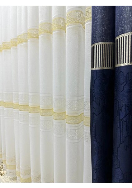 Nivemeshome Lotus Gold Işlemeli 1/3 Sık Pileli Tül Perde modelleri