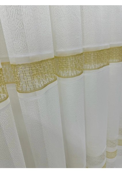Nivemeshome Lotus Gold Işlemeli 1/3 Sık Pileli Tül Perde fırsatları