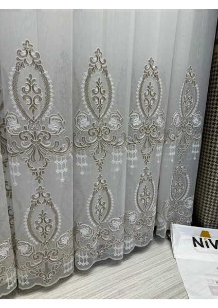 Nivemeshome Hüzzam Gold Detaylı 1/3 Sık Pileli Tül Perde Apm indirimleri