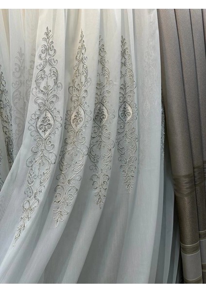 Nivemeshome Uranyum V-6113 Gümüş Detaylı 1/3 Sık Pileli Tül Perde Apm fırsatları