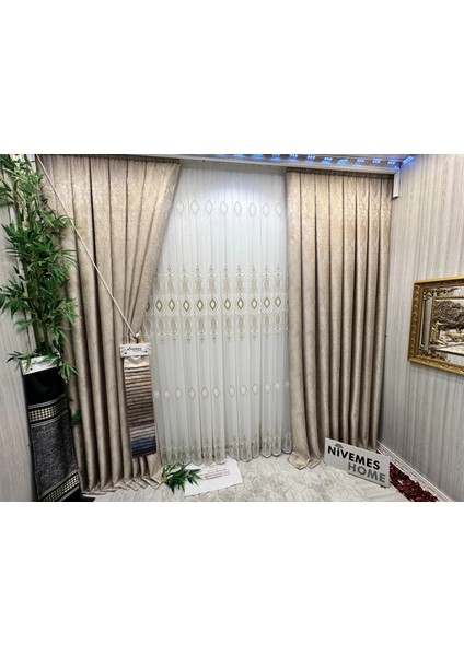 Nivemeshome Damla 1631 1/3 Sık Pileli Tül Perde Apm