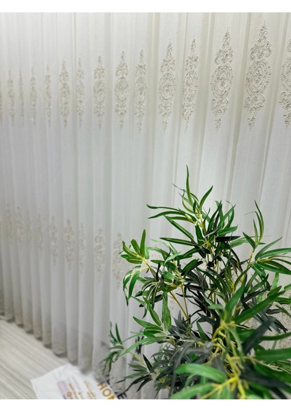 Nivemeshome Dila 2032 Gold Detaylı 1/3 Sık Pileli Tül Perde Apm indirimleri