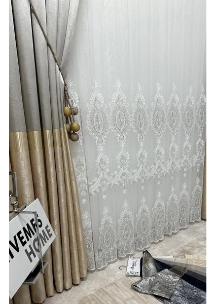 Nivemeshome Irem 1/3 Sık Pileli Beyaz Tül Perde Apm