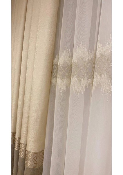 Nivemeshome Titanum Nakışlı Krem 1/3 Sık Pile Tül Perde Apm indirimleri