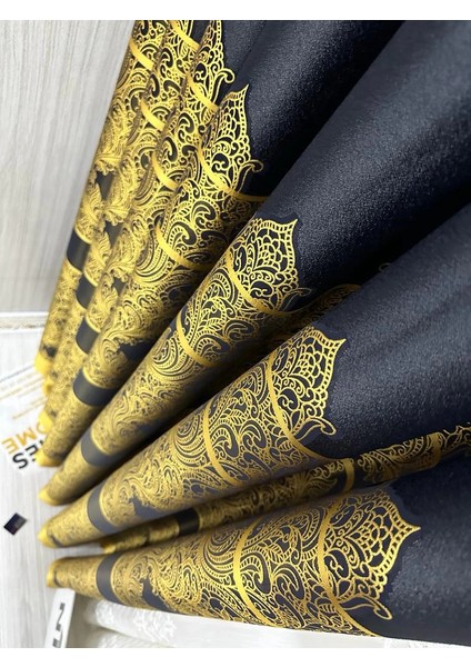 Nivemeshome Gönen Lacivert-Gold 671539 V-503 1/3 Sık Pileli Fon Perde Apm modelleri