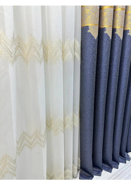 Nivemeshome Stella Altın Dokulu B121546 1/3 Sık Pileli Tül Perde Apm fiyatları
