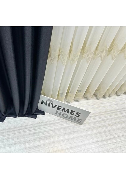 Nivemeshome Stella Altın Dokulu B121546 1/3 Sık Pileli Tül Perde Apm indirimleri