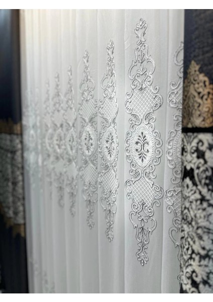 Nivemeshome Lisa Gümüş Detaylı 2015 1/3 Sık Pileli Tül Perde Apm fiyatları
