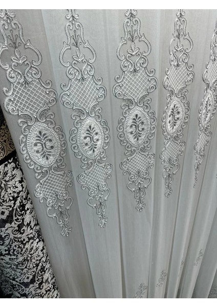 Nivemeshome Lisa Gümüş Detaylı 2015 1/3 Sık Pileli Tül Perde Apm modelleri