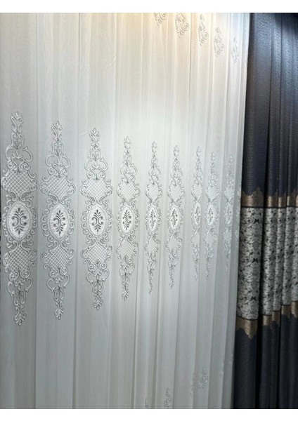 Nivemeshome Lisa Gümüş Detaylı 2015 1/3 Sık Pileli Tül Perde Apm