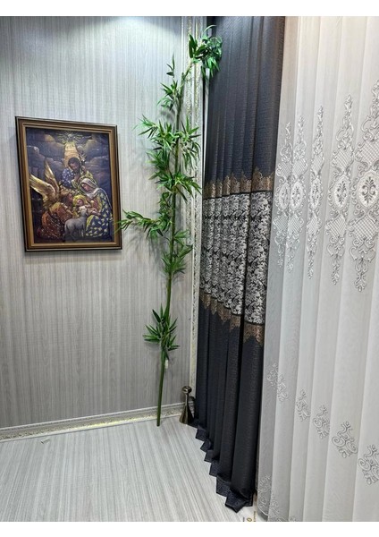 Nivemeshome Lisa Gümüş Detaylı 2015 1/3 Sık Pileli Tül Perde Apm