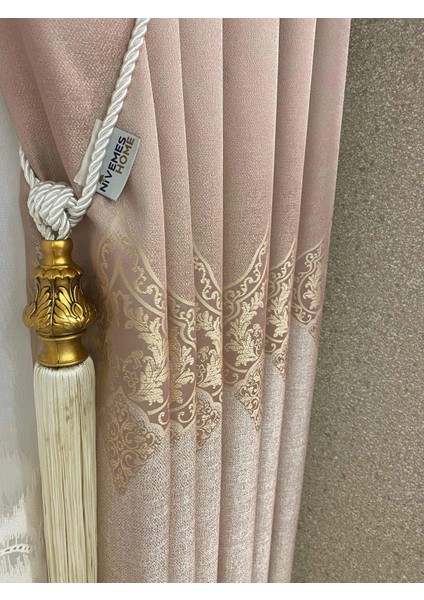 Mandevilla Pembe FJ612861 1/3 Sık Pile Fon Perde Apm