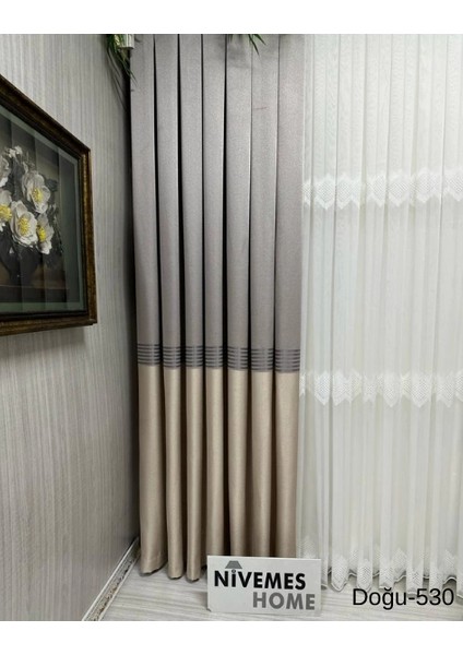 Nivemeshome Doğu Vizon FT671536 V-530 1/3 Sık Pileli Fon Perde Apm fırsatları