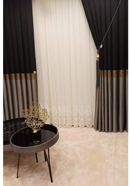 Lusya Siyah-Gri 1/3 Sık Pile Pano Fon Perde Apm indirimleri