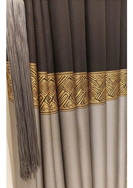 Lusya Siyah-Gri 1/3 Sık Pile Pano Fon Perde Apm