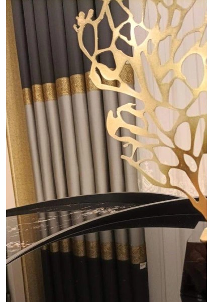 Lusya Siyah-Gri 1/3 Sık Pile Pano Fon Perde Apm