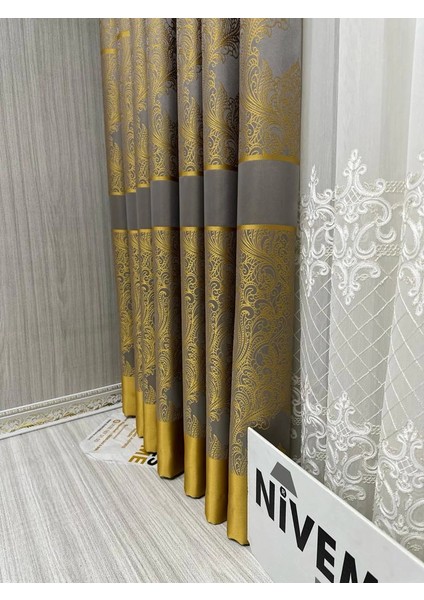 Nivemeshome Gönen Antrasit-Gold 671539 V-5401 1/3 Sık Pileli Fon Perde Apm modelleri