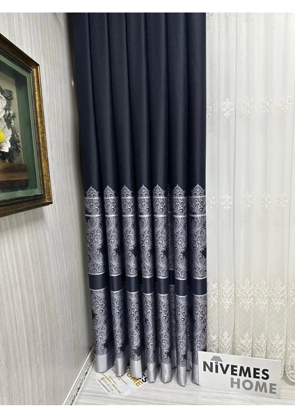 Nivemeshome Gönen Siyah 671539 V-504 1/3 Sık Pileli Fon Perde Apm