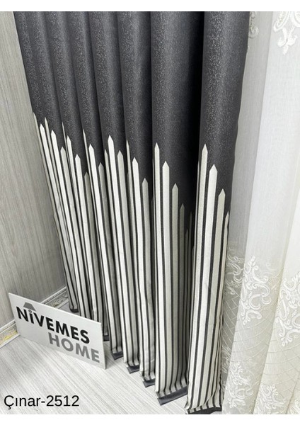 Nivemeshome Çınar Antrasit 2512 1/3 Sık Pileli Fon Perde Apm fiyatları
