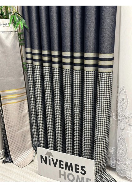 Nivemeshome Didim FT671537 V-502 Lacivert 1/3 Sık Pileli Fon Perde Apm fiyatları