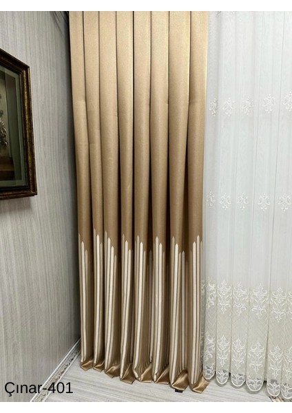 Nivemeshome Çınar Altın 401 1/3 Sık Pileli Fon Perde Apm modelleri