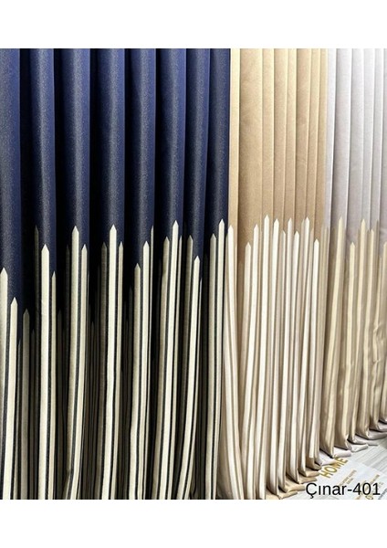 Nivemeshome Çınar Altın 401 1/3 Sık Pileli Fon Perde Apm