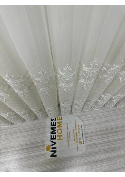 Nivemeshome Roya Altın Işlemeli 5167 1/3 Sık Pileli Tül Perde Apm