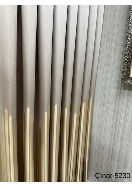 Nivemeshome Çınar Koyu Kahve -Altın 5230 1/3 Sık Pileli Fon Perde Apm fiyatları