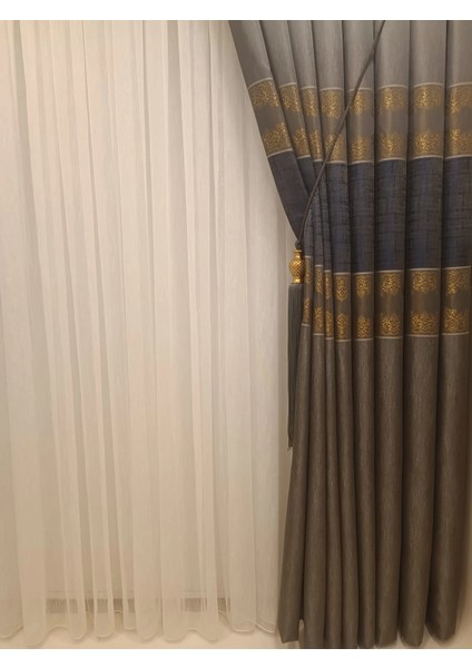 Nivemeshome Güniz FJ631663 V-503 Taş-Gold 1/3 Sık Pileli Fon Perde Apm indirimleri