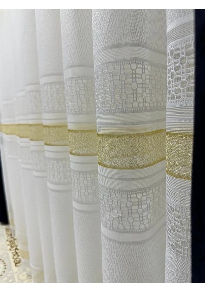 Nivemeshome Lotus Gold Işlemeli 1/3 Sık Pileli Tül Perde fiyatları