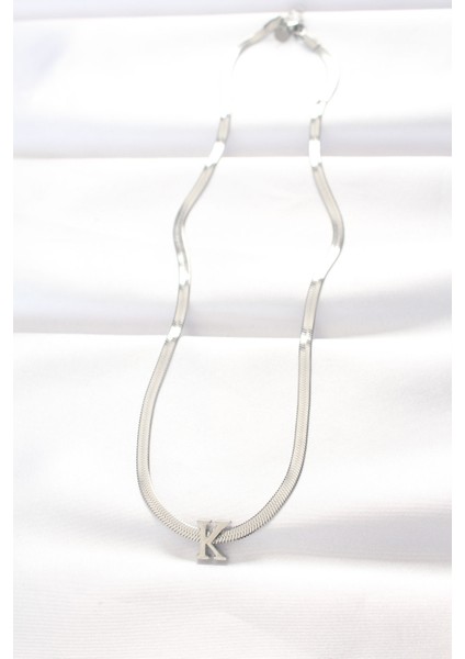 316L Çelik K Harfli Silver Renk Italyan Zincirli Kolye fiyatları