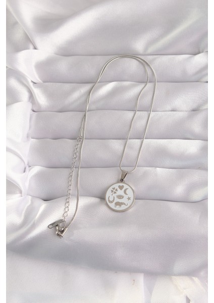 316L Çelik Gümüş Renk Beyaz Mineli Karışık Figürlü Tarot Kolye fiyatları